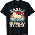 Easily Distracted by Cats Retro Cat Lover Vintage Men Women T-Shirt