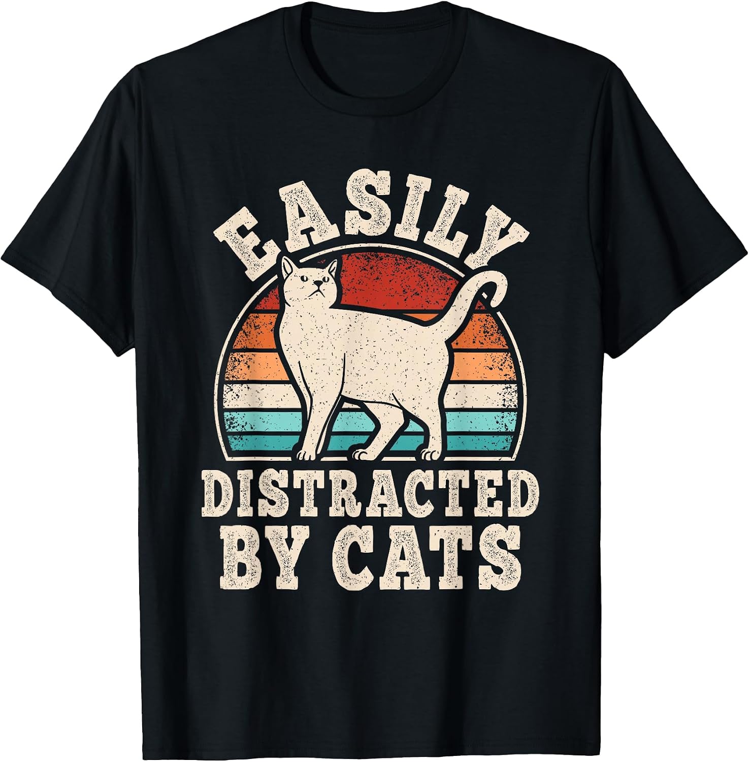 Easily Distracted by Cats Retro Cat Lover Vintage Men Women T-Shirt