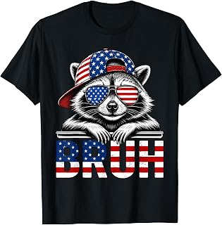 USA Patriotic Bruh Raccoon Trash Racoon Men Boys 4th of July T-Shirt