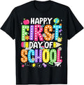 Happy First Day of School Teacher Girls Kids Back to School T-Shirt