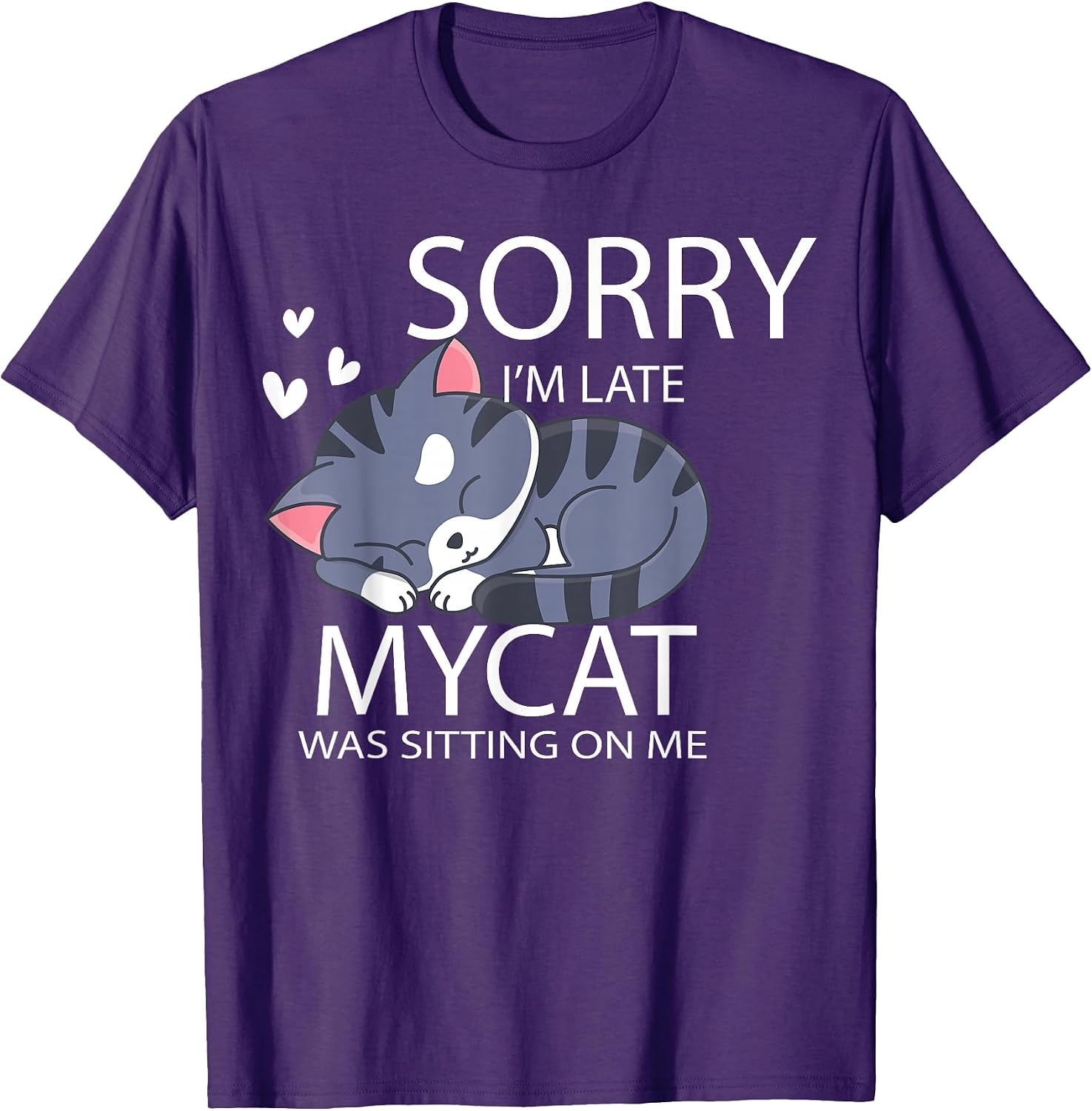 Sorry I'm Late My Cat Was Sitting On Me Cat Lover Gift Men Women Girls Kids T-Shirt