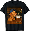 Funny Vizsla Drinking Beer Dog Meme Humor Graphic T-Shirt