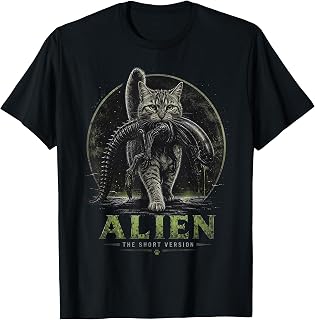 Alien Short Version Cat Sci-Fi Horror Parody Funny T-Shirt