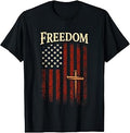 Three Crossed Nails Patriotic American Flag Faith Freedom T-Shirt