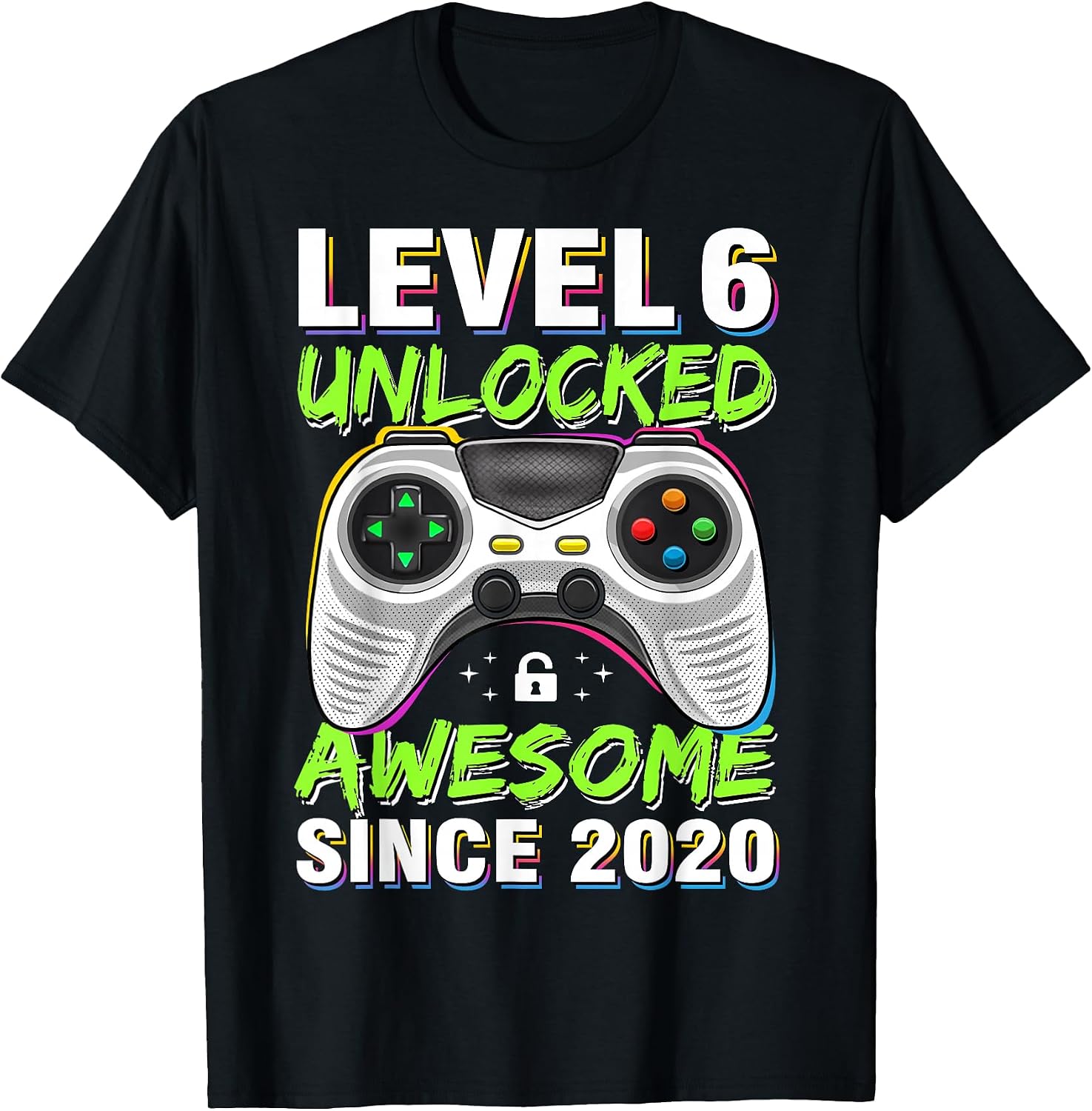 Level 6 Unlocked Awesome Since 2020 6th Birthday Gaming Boys T-Shirt