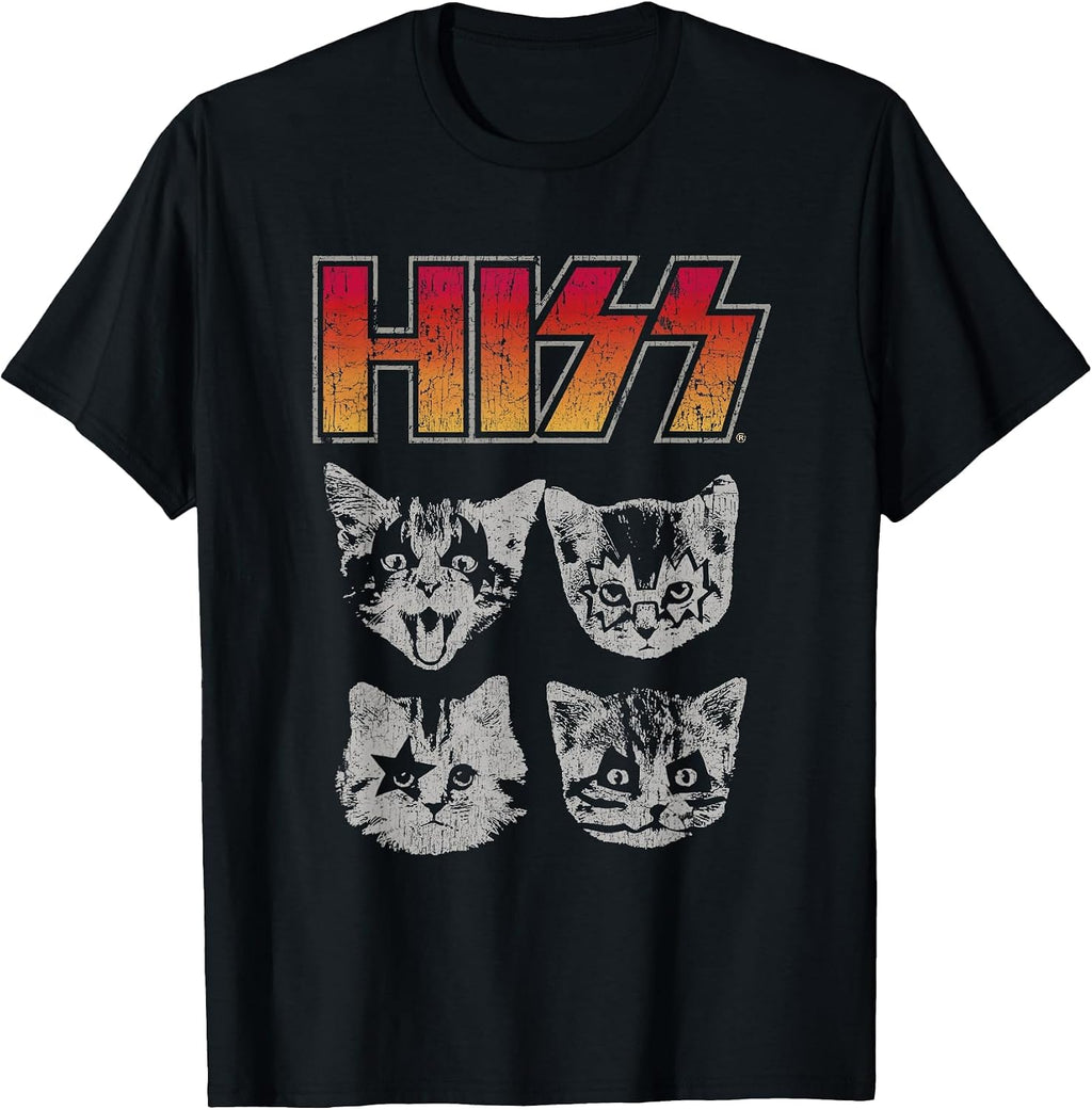 HISS Cat Funny Cats Kittens Rock Music Cat Lover Hiss T-Shirt