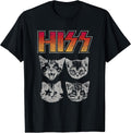 HISS Cat Funny Cats Kittens Rock Music Cat Lover Hiss T-Shirt