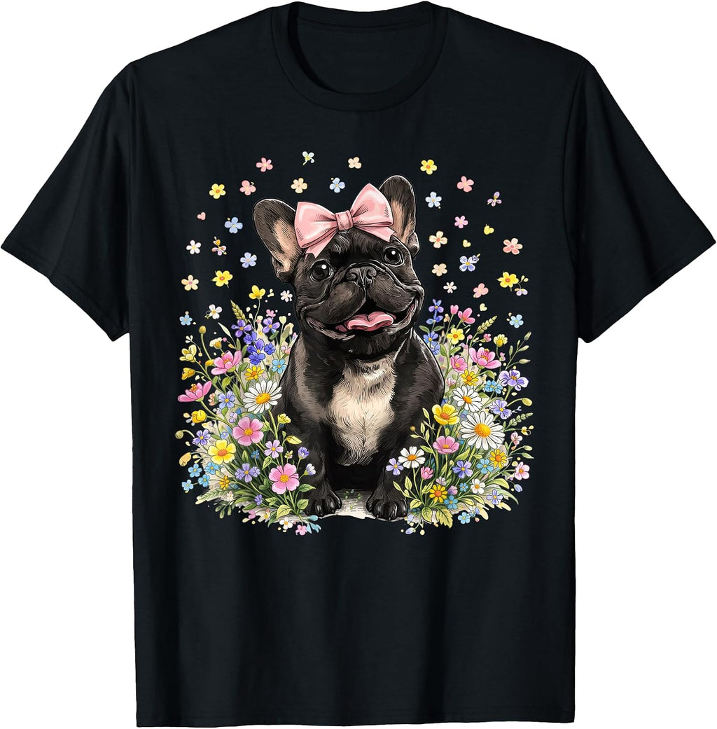 French Bulldog Mom Dog Lover Flower Frenchie Mama Women T-Shirt