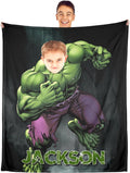 Custom Superhero Blanket for Kids, Personalized Super Hero Blankets with Photo and Name, Customized Throw Blanket with 5 Superhero Design, Halloween Christmas Valentines Day Birthday Gift for Boys