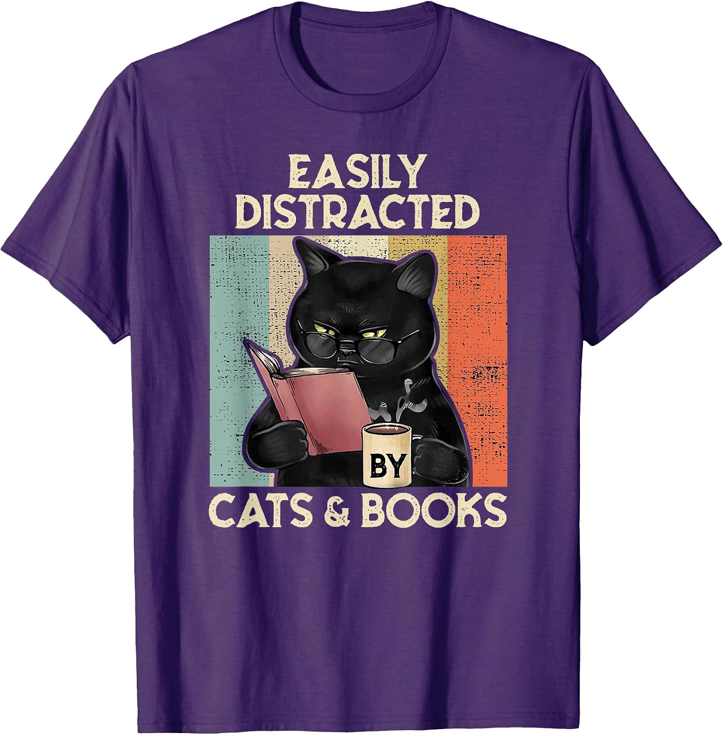 Easily Distracted by Cats And Books for Cat Lovers T-Shirt