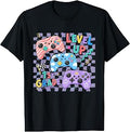 Retro Checkered Level Up 1st Grade Gamer Back to School Cute T-Shirt