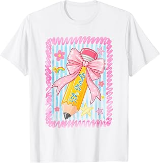 Fifth Grade Coquette Pink Pencil Preppy Back to School Girls T-Shirt