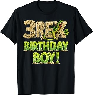 Three Rex 3rd Birthday Third Dinosaur 3 Year Old Birday Boy T-Shirt