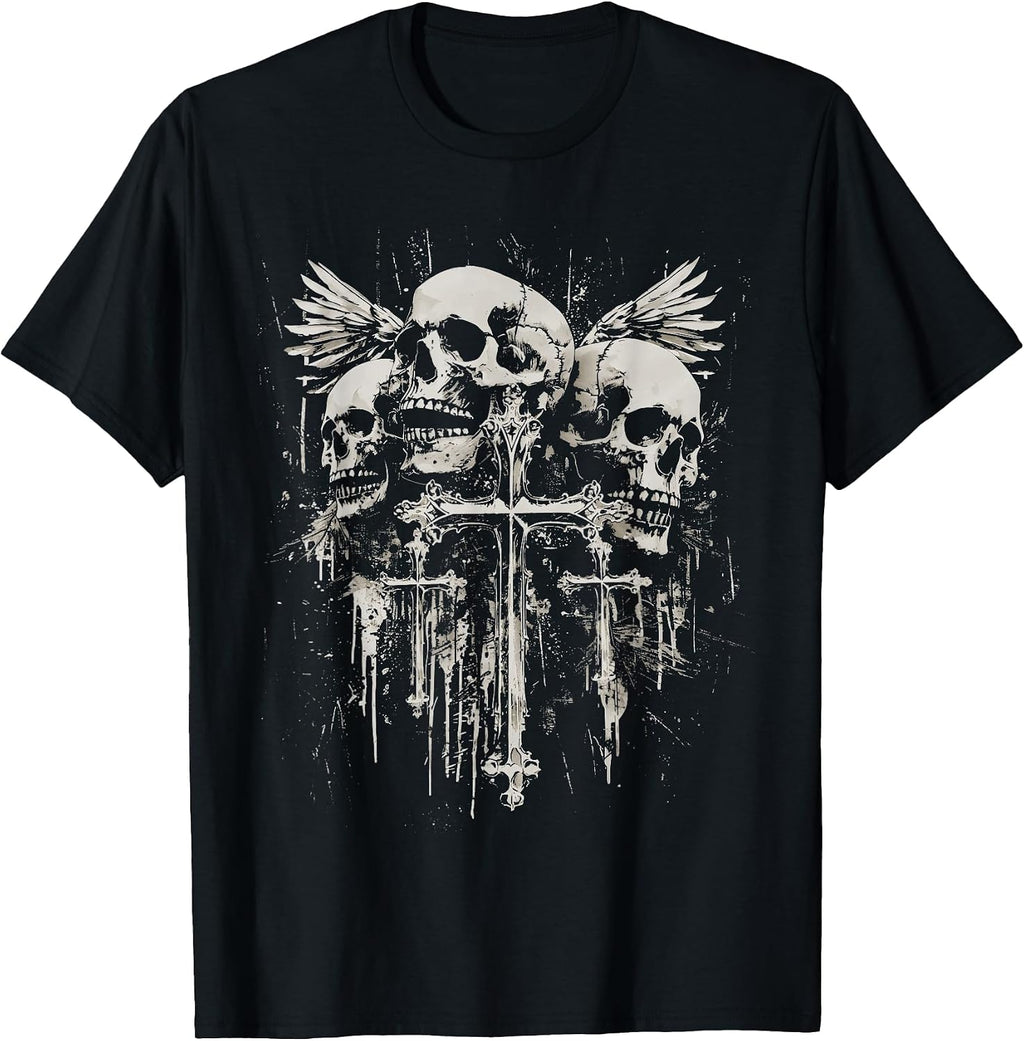 Skull Cross Y2K Goth Alt Grunge Gothic Emo Aesthetic T-Shirt