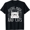 I Love Math and Cats Cute Kitty Cat Feline Lover Gift T-Shirt Small