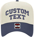 Custom Arched Text Hat | Two Tone Trucker Hat | Unisex 5 Panel Adjustable Snapback | Personalized Trendy Embroidered Ballcap