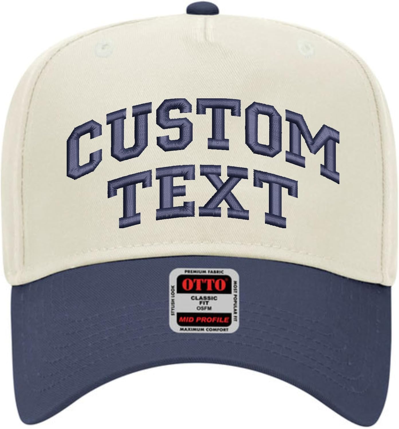 Custom Arched Text Hat | Two Tone Trucker Hat | Unisex 5 Panel Adjustable Snapback | Personalized Trendy Embroidered Ballcap