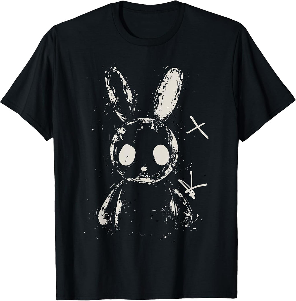 Creepy Cute Bunny Rabbit Alt Goth Grunge Horror Aesthetic T-Shirt, Small
