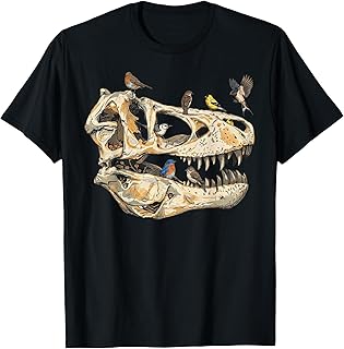 Dinosaur Skull Birdwatcher Evolution Science Humor T-Shirt