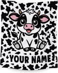 Custom Cow Blanket, Cozy Soft Throw Gifts for Kids, Cute White Flannel Throw Blankets for Couch Office, 30x40 Inches