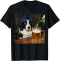 Border Collie Drinking Beer Funny Dog Meme T-Shirt