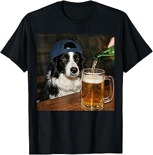 Border Collie Drinking Beer Funny Dog Meme T-Shirt