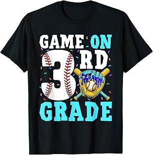 Back to School Third 3rd Grade Baseball Drip Ice Cream Boys T-Shirt