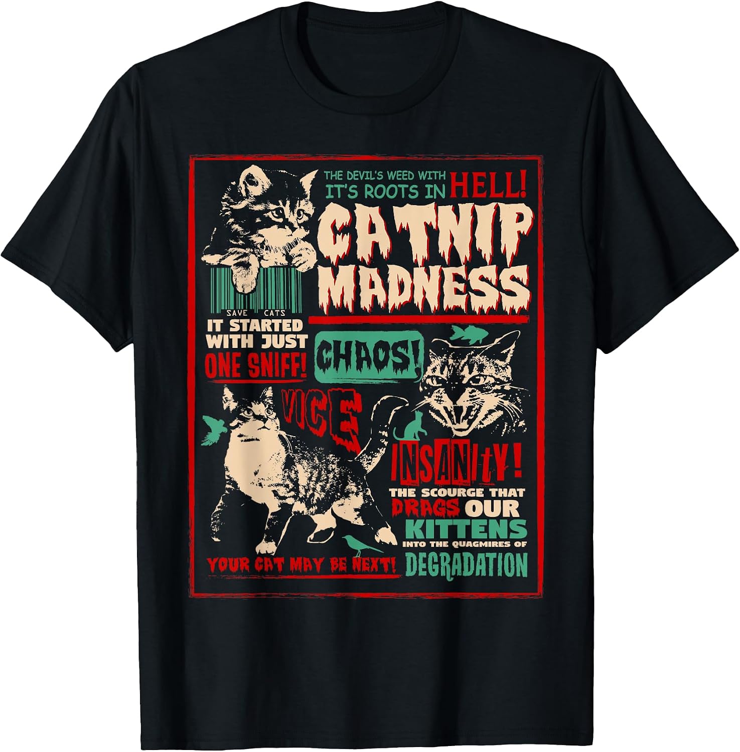 Catnip Madness Cute Kitten Cat Lover Gift Cat Owners T-Shirt