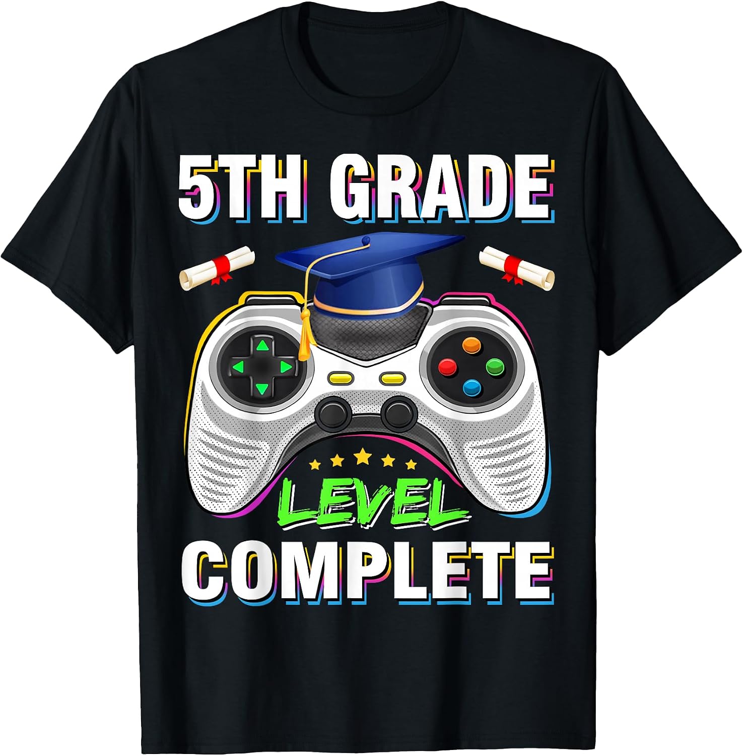 5th Grade Level Complete Graduation Gaming Class 2025 Gamer T-Shirt
