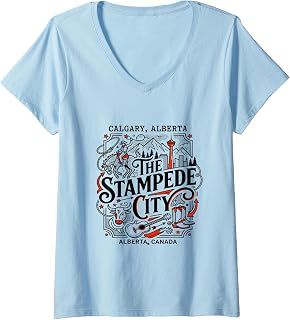 Women's Calgary Alberta Canada The Stampede City Skyline V-Neck T-Shirt