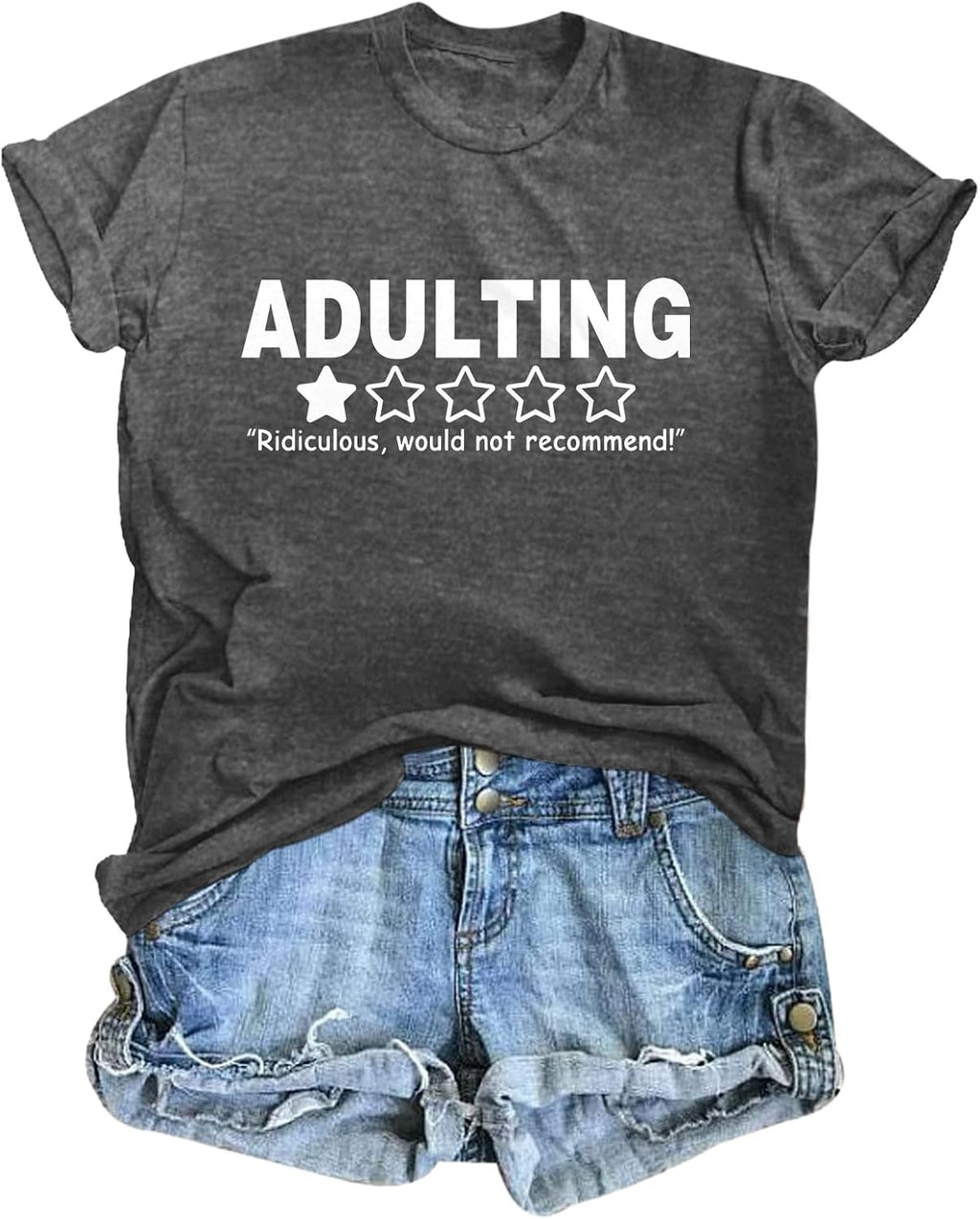 Funny T Shirts for Women Graphic Tees Adulting Would Not Recommend Print Sarcastic Shirt Loose Fit Tee Tops