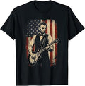 Abraham Lincoln Abe Lincoln Playing Guitar American Flag T-Shirt