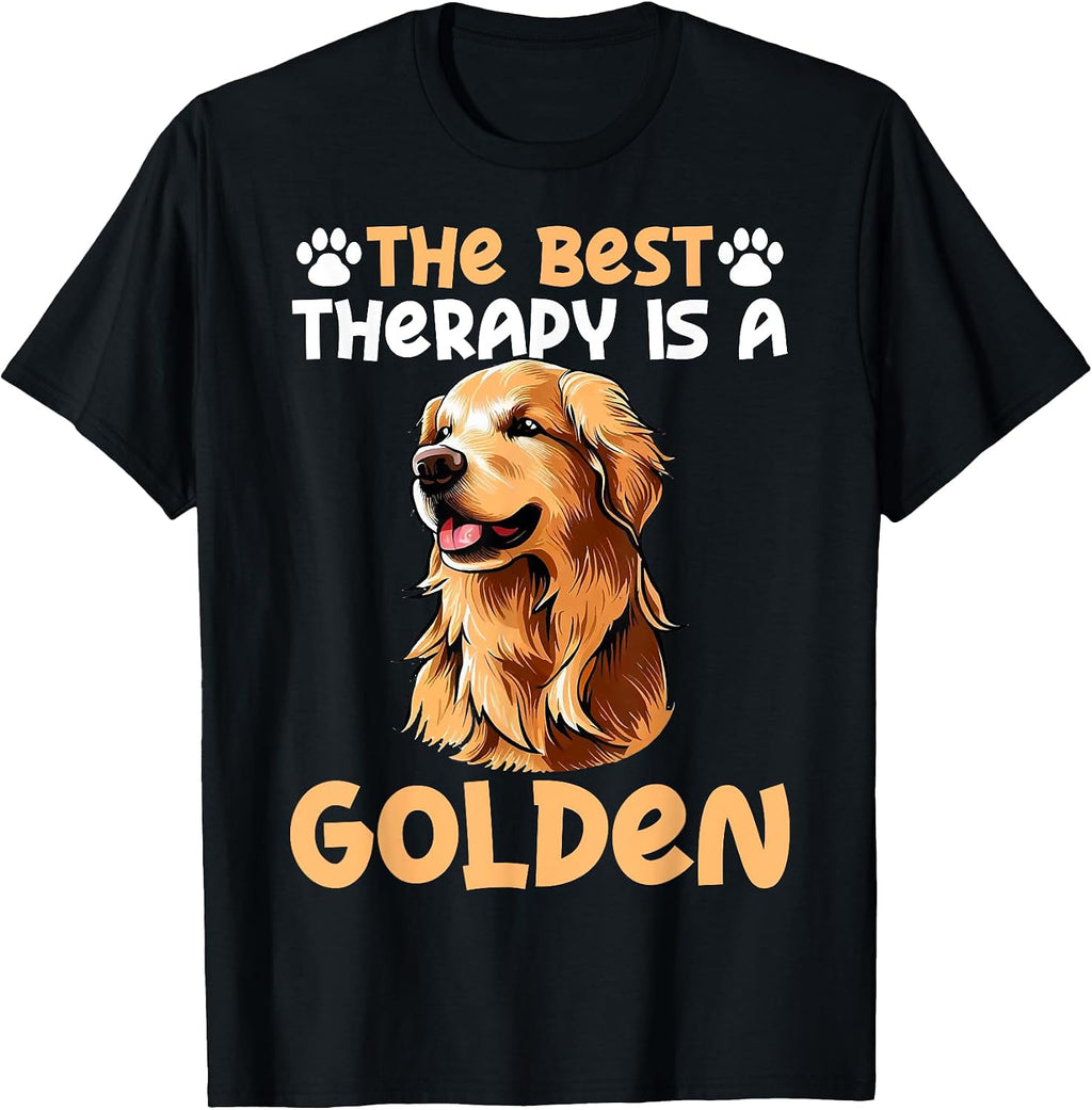 The Best Therapy Is A Golden Retriever Dog Lovers Men Women Girls Kids T-Shirt