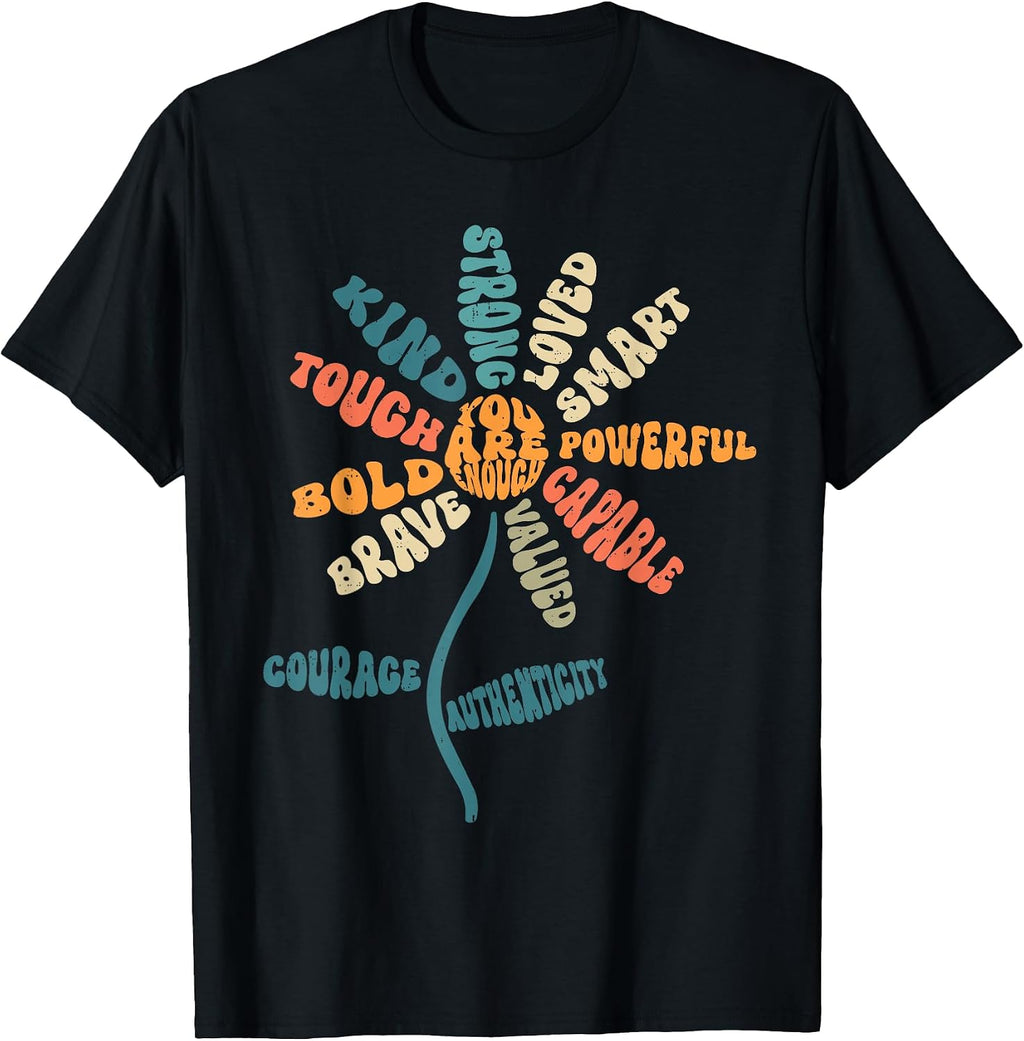 Positive Words Empowerment Kind Strong Brave Motivational T-Shirt