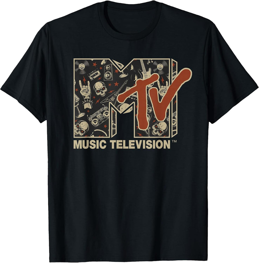 Rock n Roll Music Hard Heavy Metal Skull Guitar Vintage T-Shirt