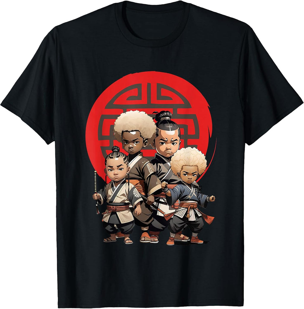 Samurai Boy Anime Afro | Japanese Retro Style T-Shirt
