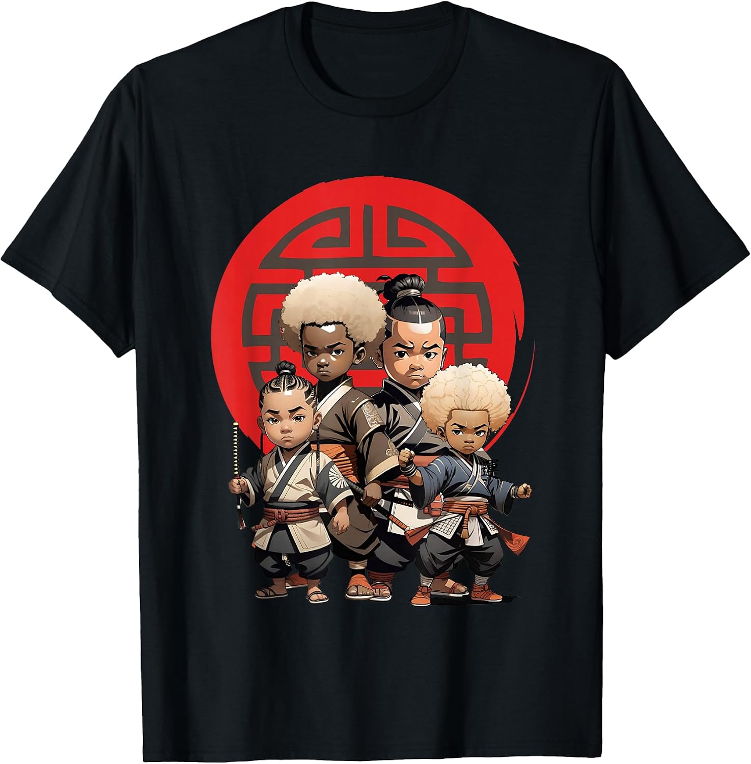 Samurai Boy Anime Afro | Japanese Retro Style T-Shirt