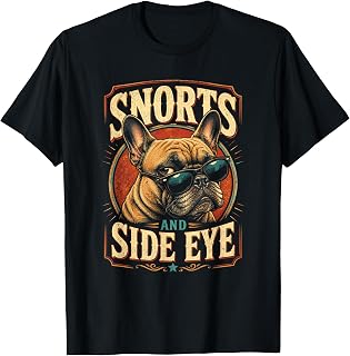 Vintage French Bulldog Snorts Side Eye Funny Pet Graphic T-Shirt