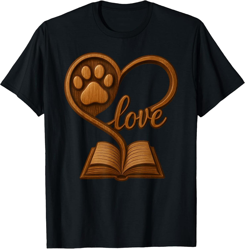 Girl Who Loves Dogs & Books Heart Dog Lover Reader Reeding T-Shirt