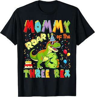 Mommy of The Three Rex 3Rd Birthday Boy Dinosaur T-Rex T-Shirt