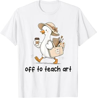Funny Back to School Off to Teach Art Teacher Goose Drawing T-Shirt