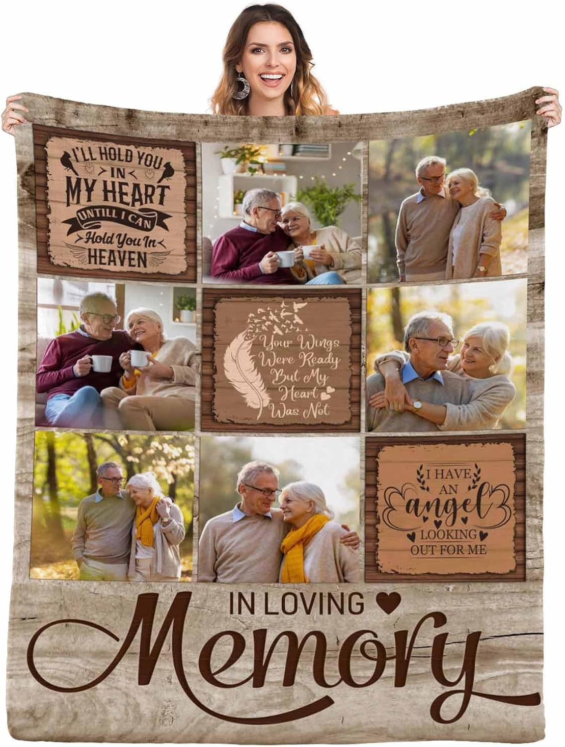 Custom Memorial Blanket with Photo, Sympathy Gift Personalized Throw Blanket, Loving Memory Forever Remembered Blanket with Pictures