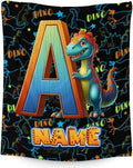 Dinosaur Blanket for Kids, Custom Monogram Blanket, Gift for Son, Grandson, Soft Cozy Fuzzy Lightweight Warm Flannel Throw Blankets for Chair Sofa Room Decor