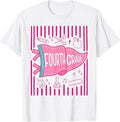 Pennants Striped 4th Grade Girls Back to School Fourth Grade T-Shirt