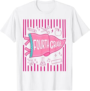 Pennants Striped 4th Grade Girls Back to School Fourth Grade T-Shirt