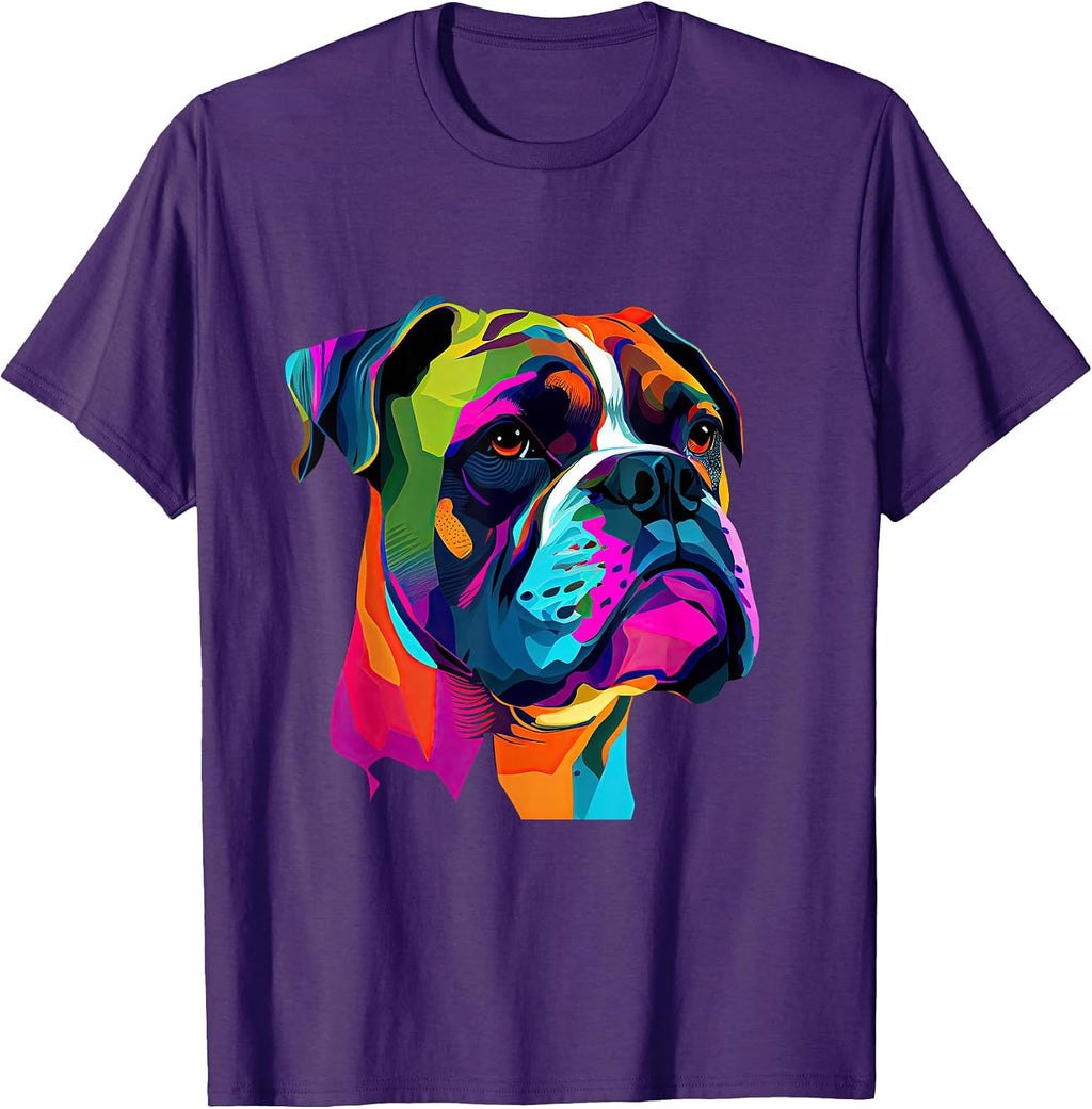 Boxer Dog Pop Art Design Cute Boxer Dog Lovers T-Shirt for Men Women Girls Kids