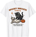 Spooky Biscuits Bakery Funny Black Cat Halloween Pumpkin T-Shirt