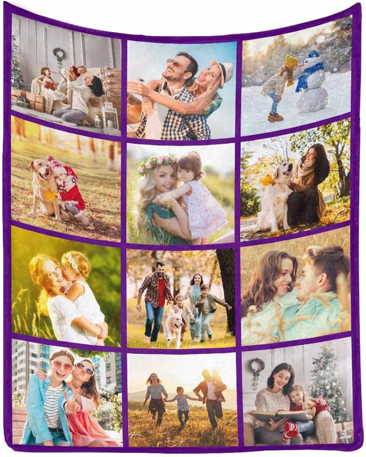MyPupSocks Personalized Photo Blanket, Custom Family Throw Blanket with 12 Pictures Collage for Kids Daughter Son Customize Family Photos Blanket for Anniversary Wedding Winter