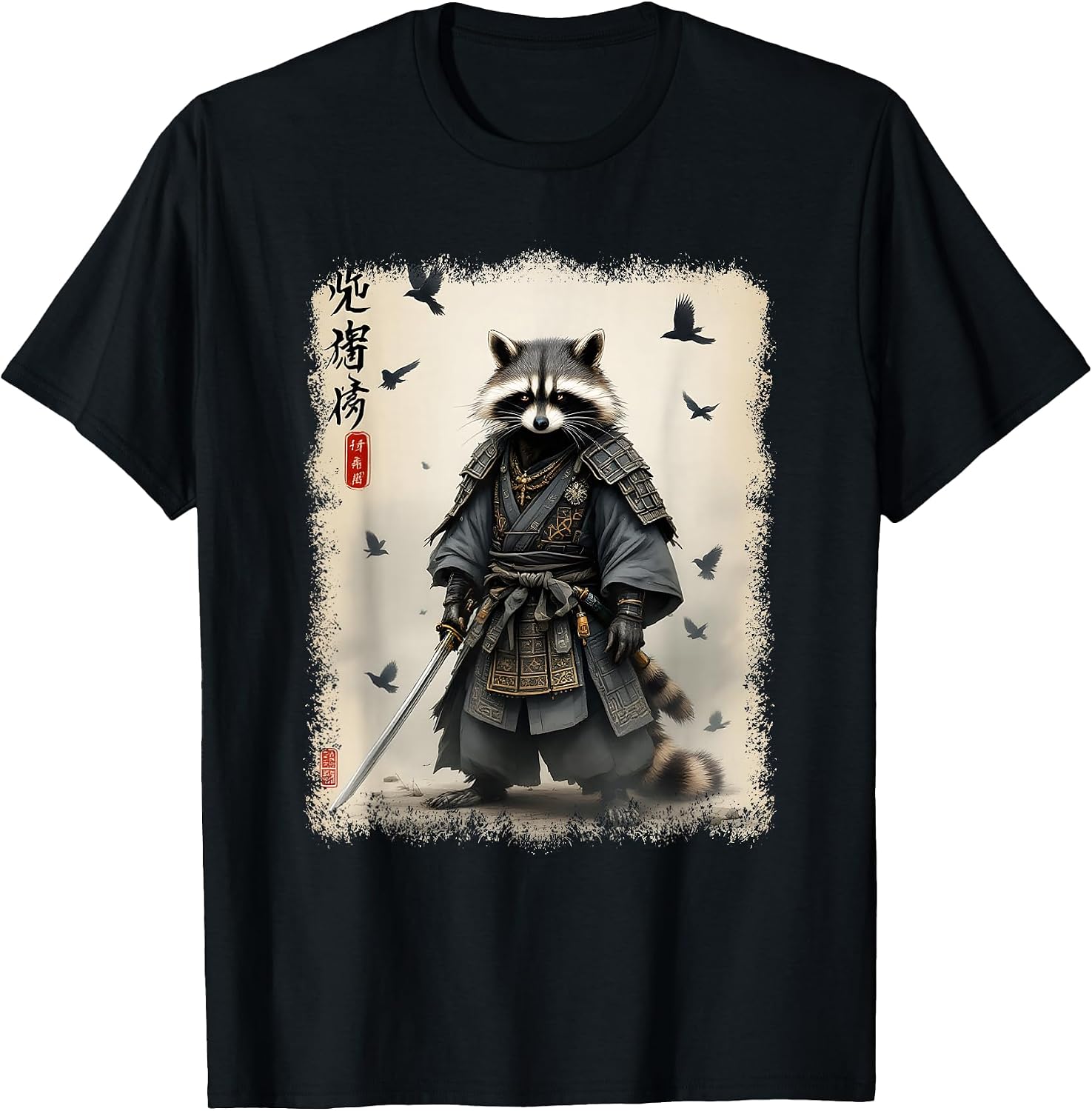 Samurai Raccoon, Japanese Warrior & Art | Vintage Anime T-Shirt