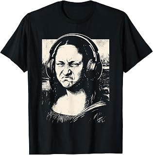 Mona Lisa Bass Face Funny Music Lovers DJs Producers T-Shirt